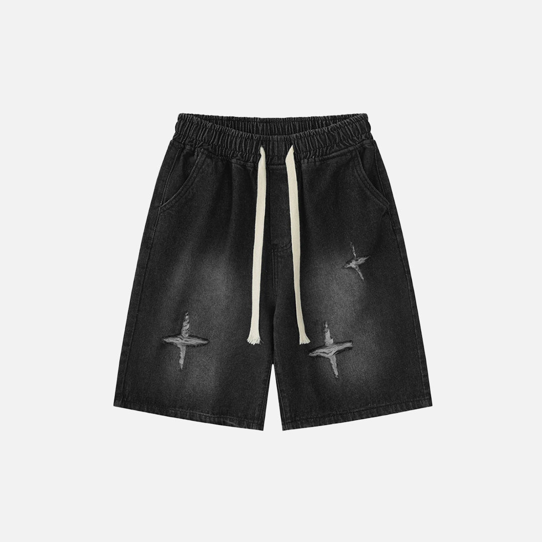 Relaxte denim shorts met trekkoord
