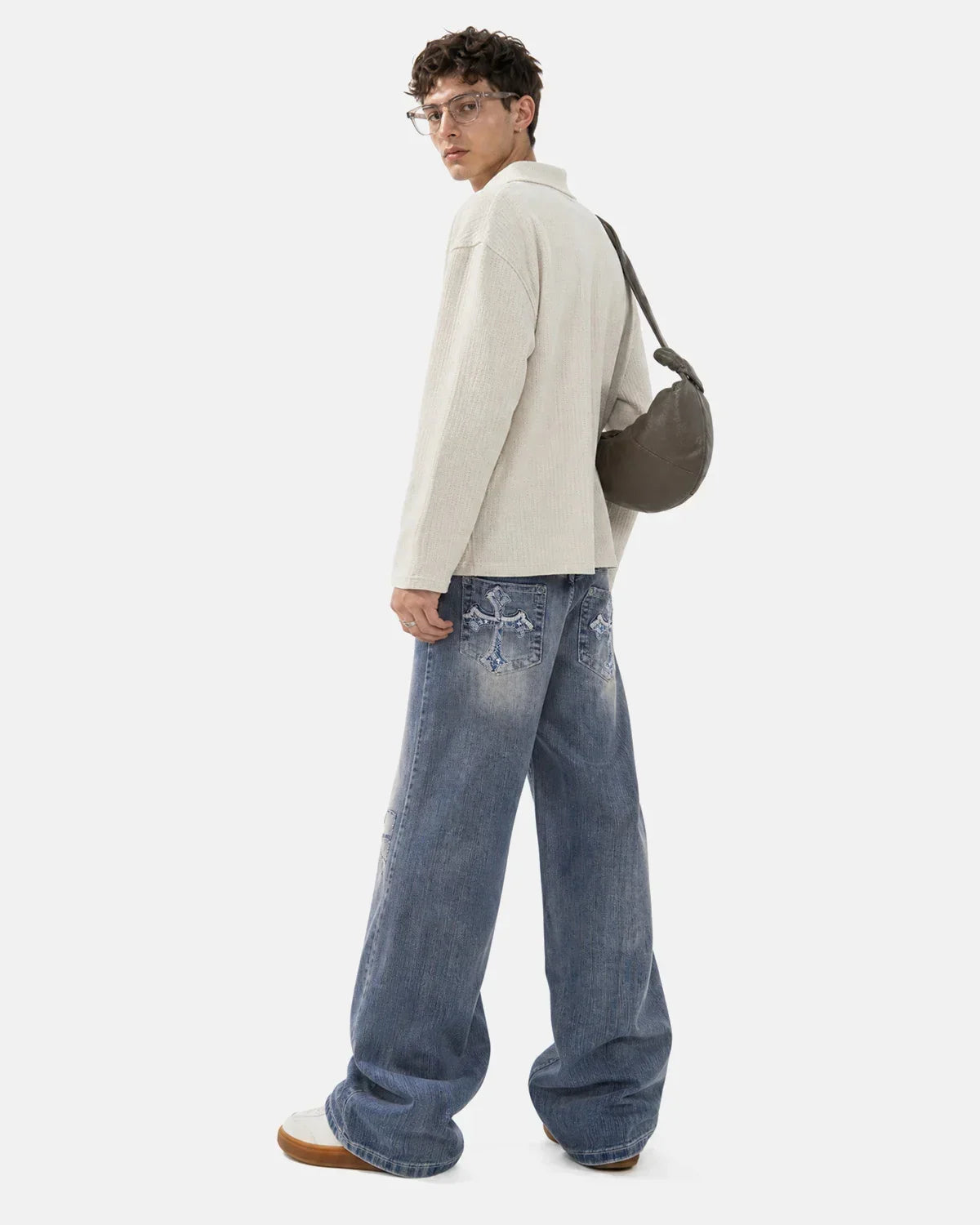Bamboo Weave Embroidered Bootcut Jeans