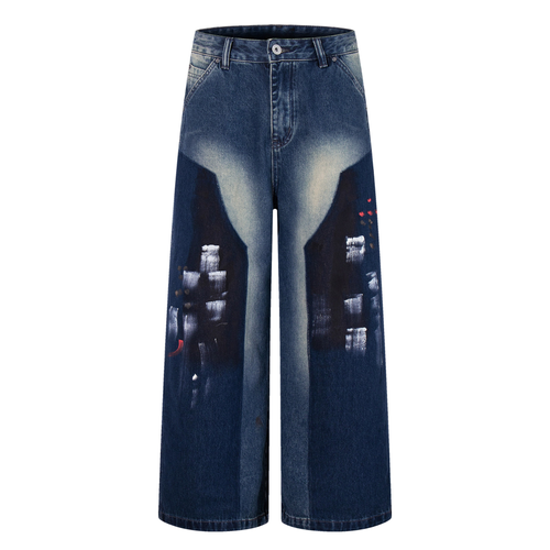 Madxmarx Brushstroke Fade Wide-Leg Jeans - XS / Blue