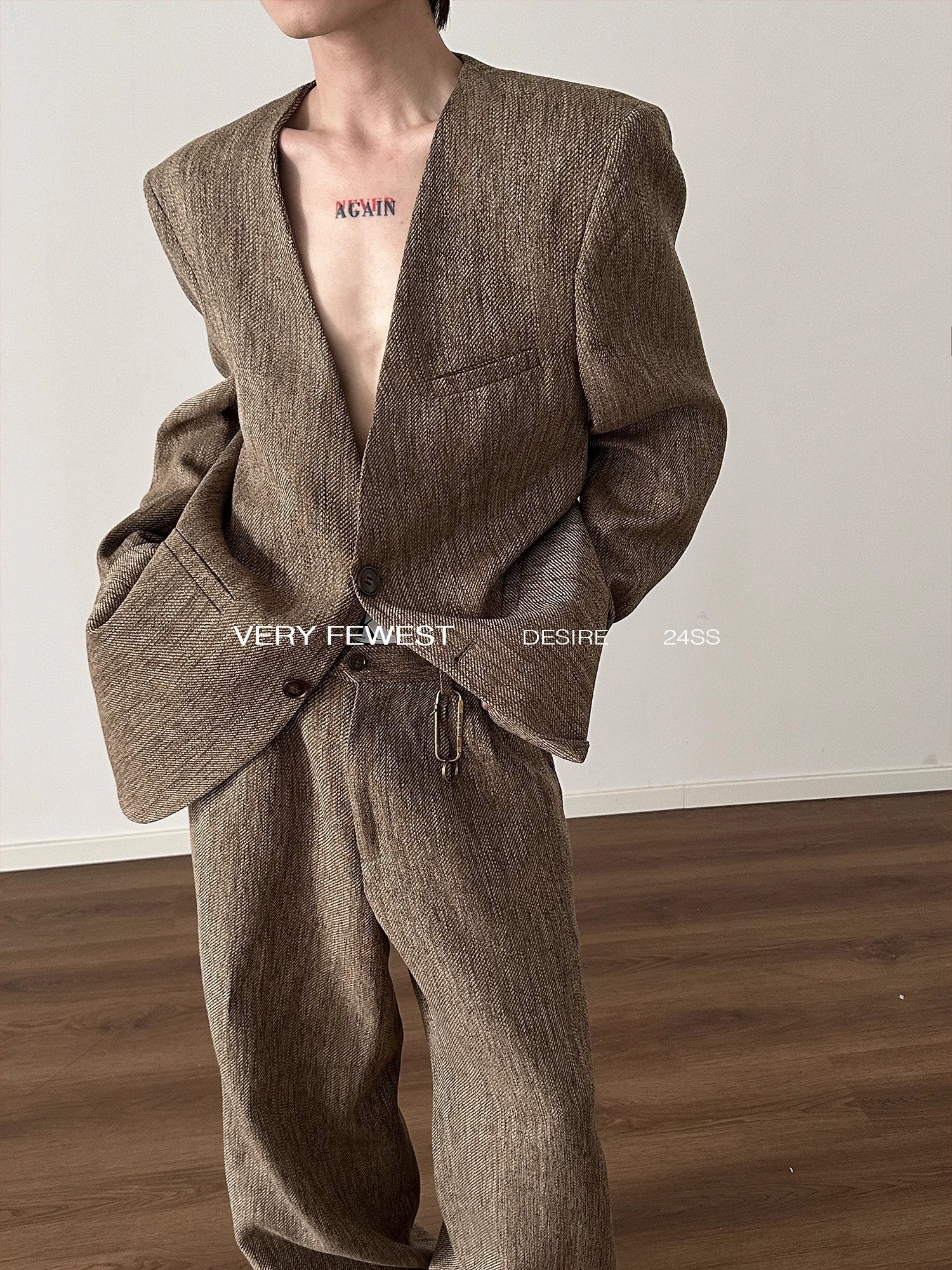 Shoulder Pad Tailored Jacket & Wide Leg Trousers Setup