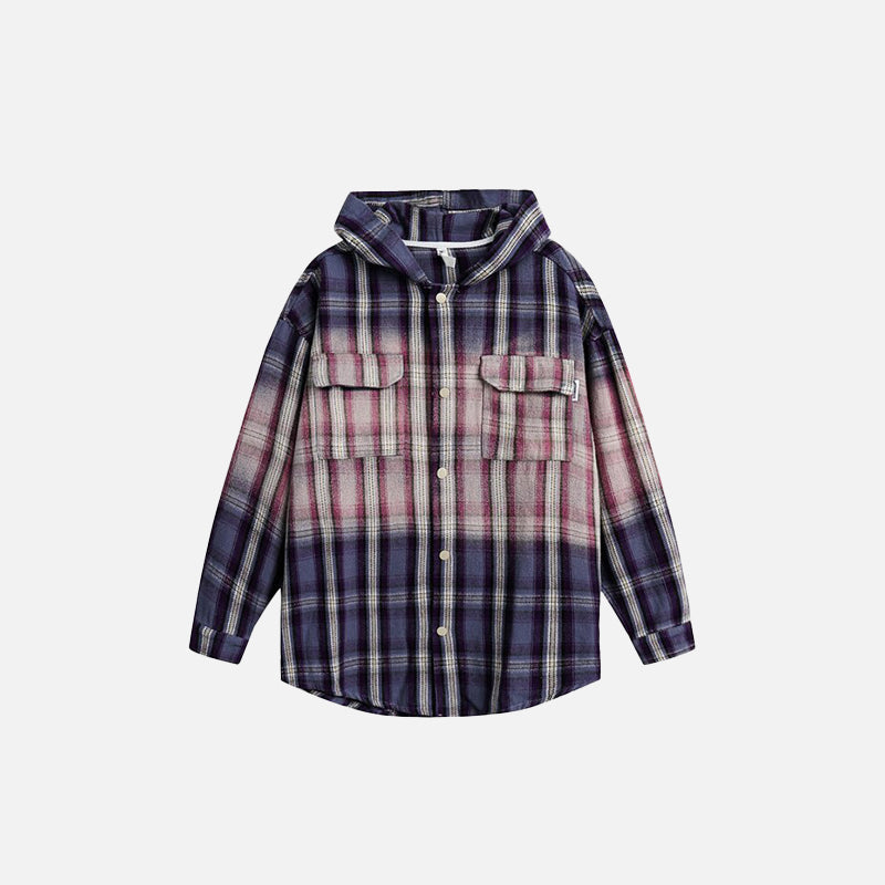 Camisa con capucha y degradado a cuadros vintage