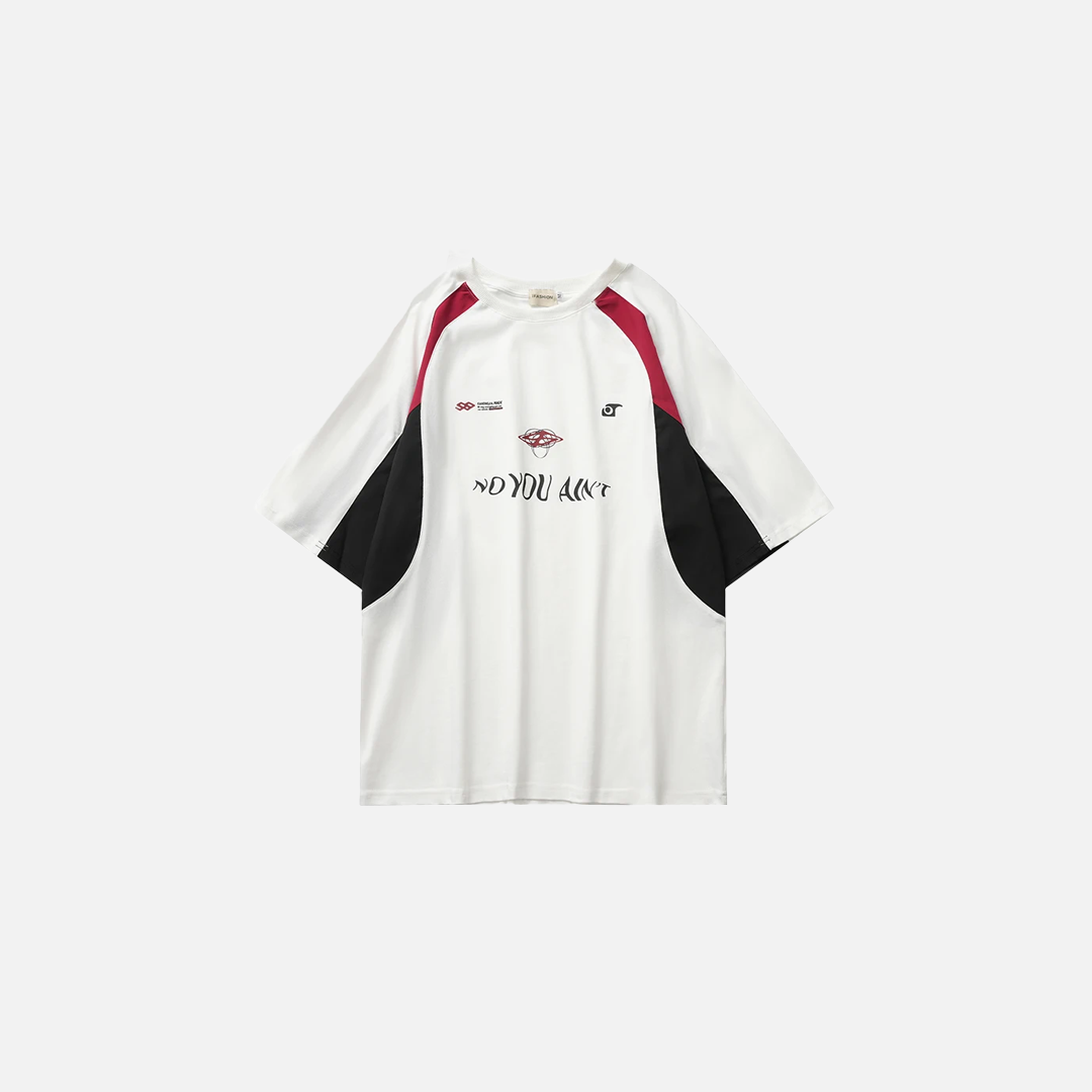 Contrast Letter Printed O-Neck T-Shirt