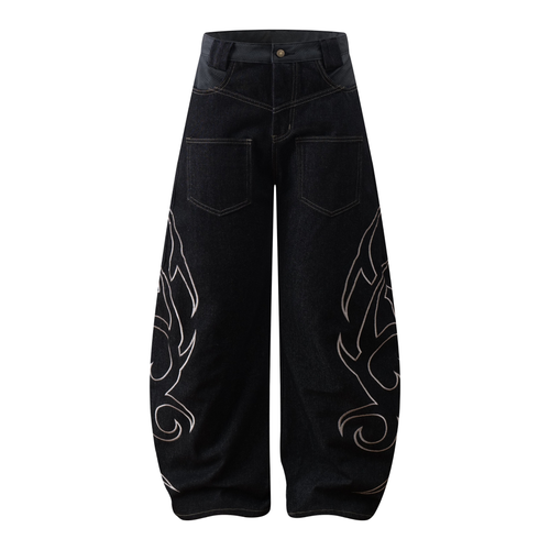 Madxmarx Ballonjeans mit Tribal-Stickerei - XS / Schwarz