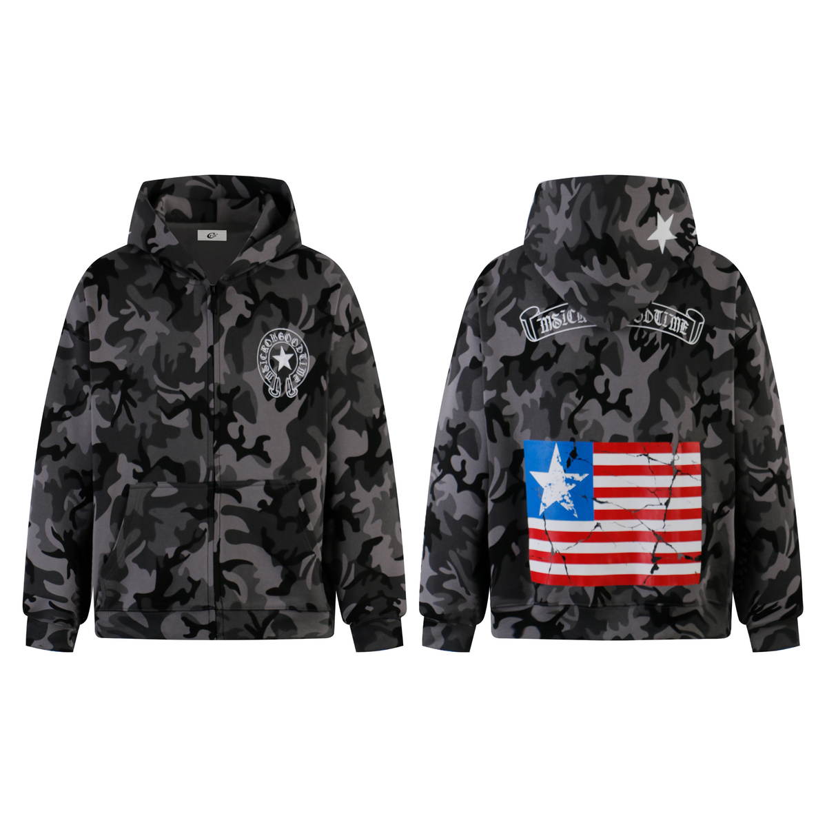 Madxmarx Camo Flag Zip-Up Hoodie