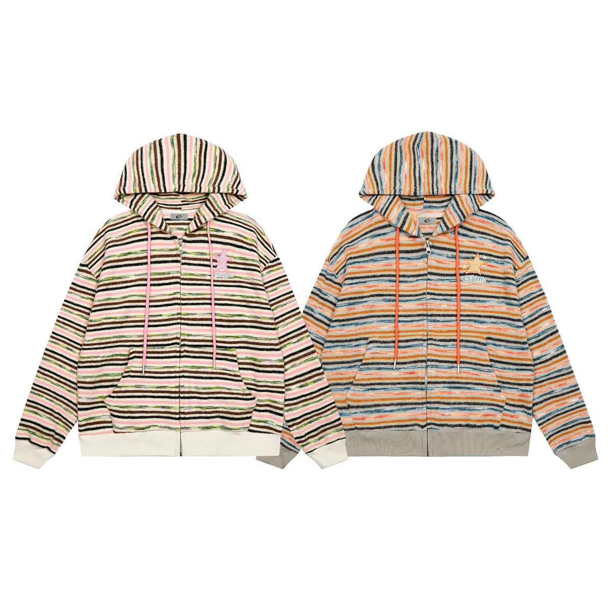 Madxmarx Striped Knit Zip Hoodie