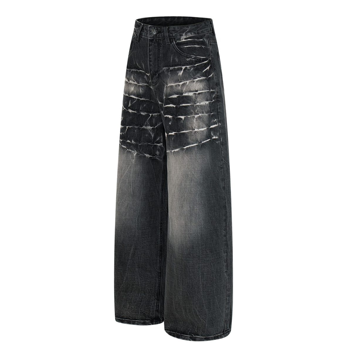 Madxmarx Cracked-Wash Wide-Leg Denim