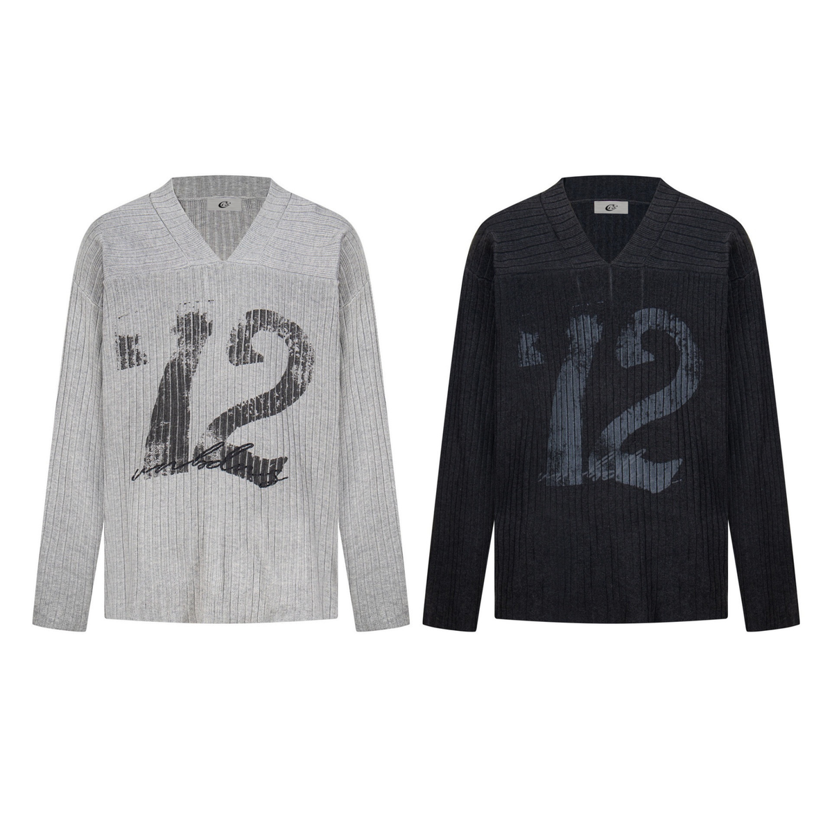 Madxmarx Graphic Ribbed Knit Top