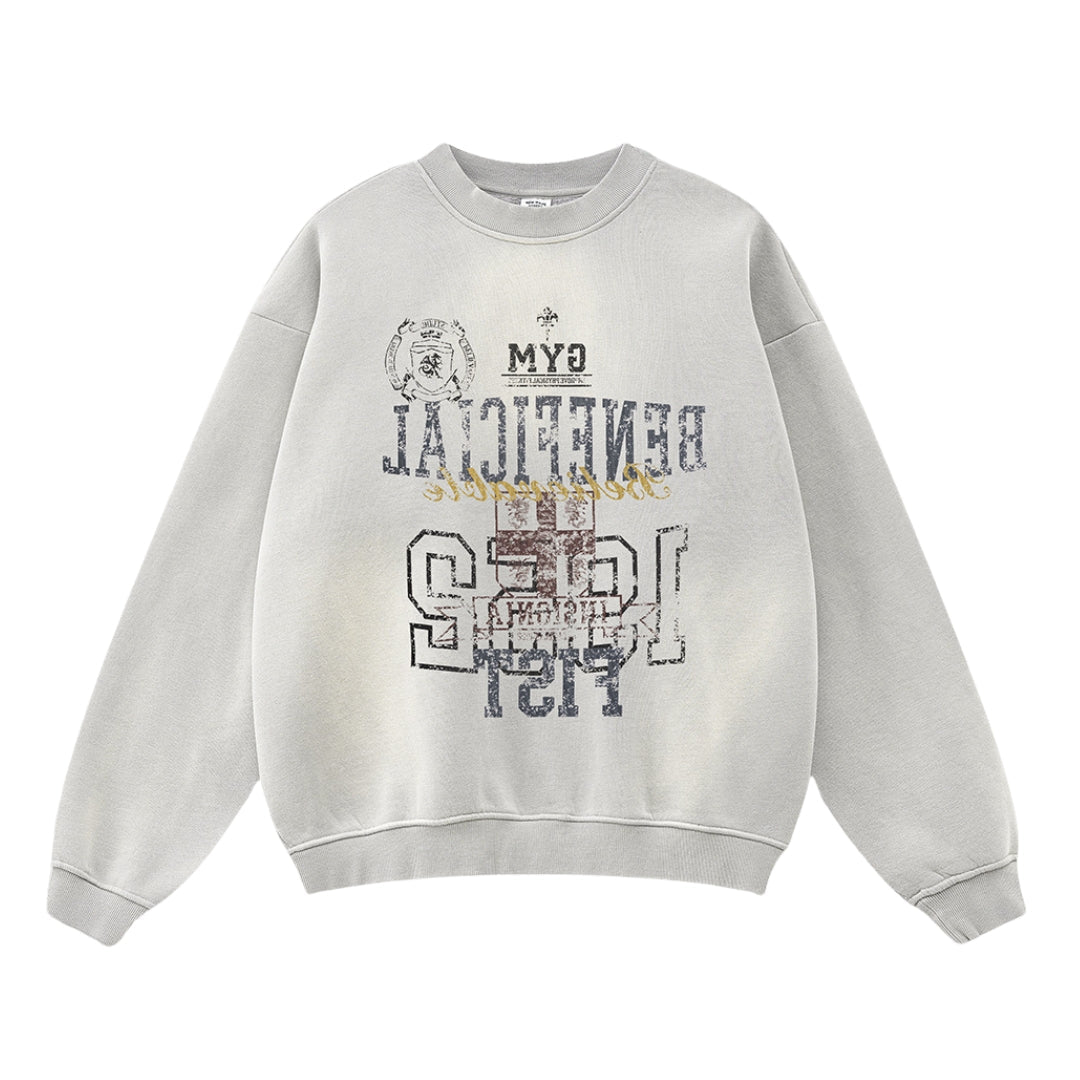 Letter Print Round Neck Sweatshirt