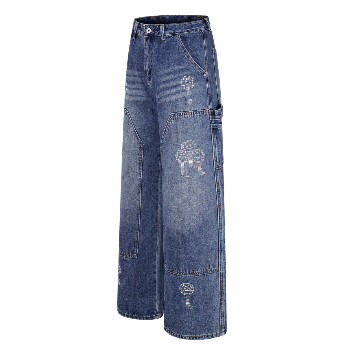 Madxmarx Rhinestone Utility Wide-Leg Jeans