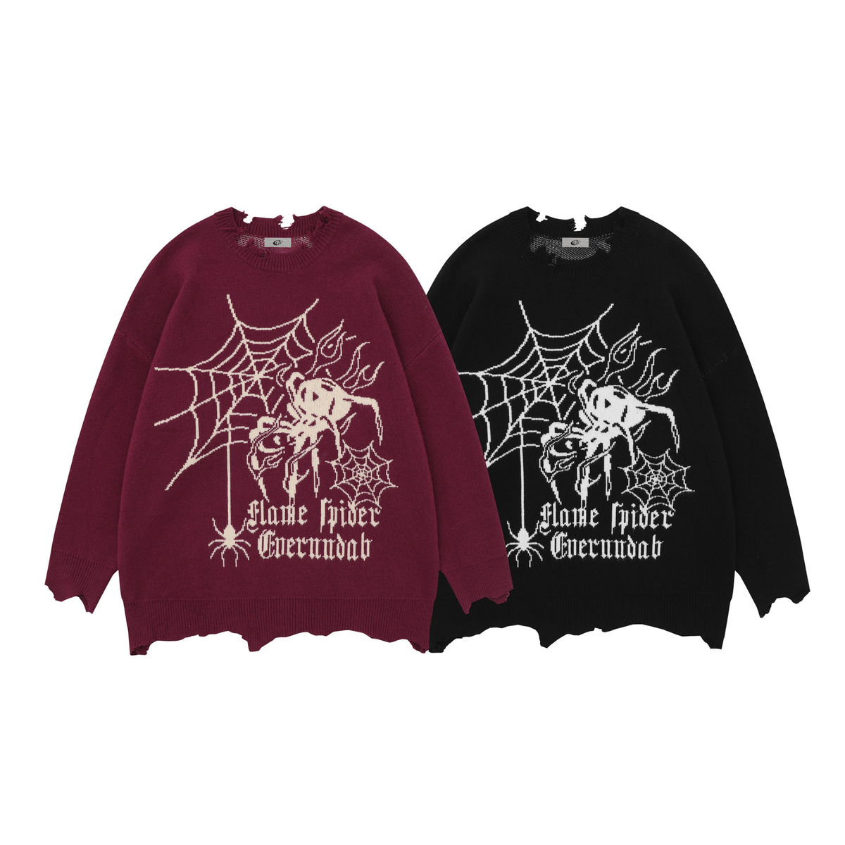 Madxmarx Flame Spider Distressed Knit Sweater