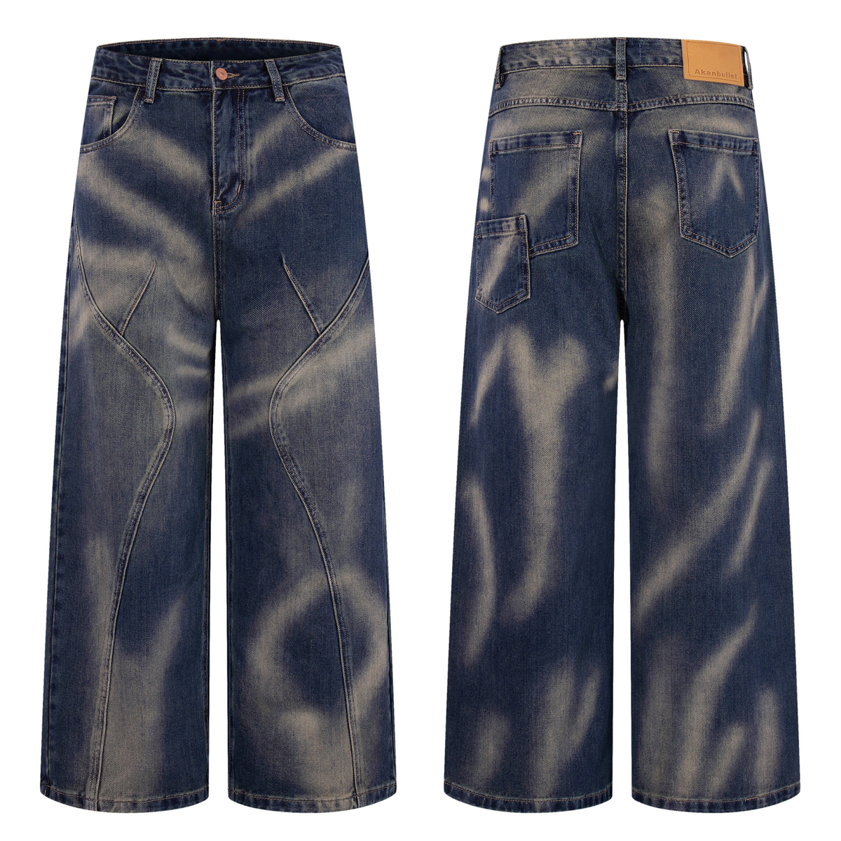 Madxmarx Curve-Panel Smoke-Fade Wide-Leg Jeans