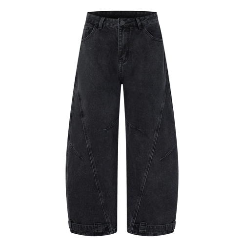 Madxmarx Paneled Wide-Leg Cargo Denim - 2XS / Black