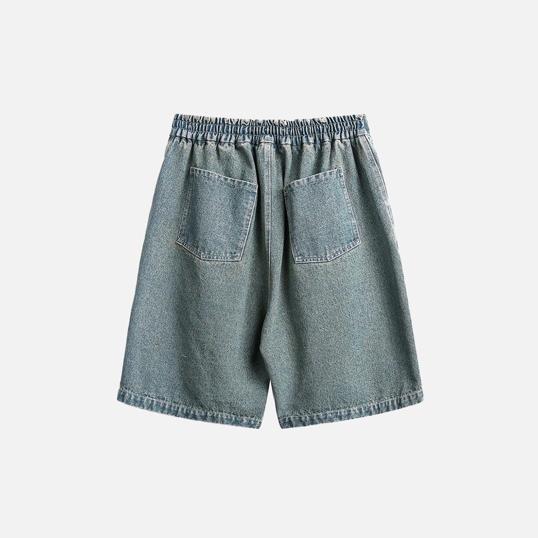 Pantaloncini in denim con stampa divina