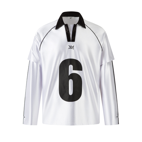 Camisa de Manga Longa Retro Número 6 Madxmarx - S / Branco