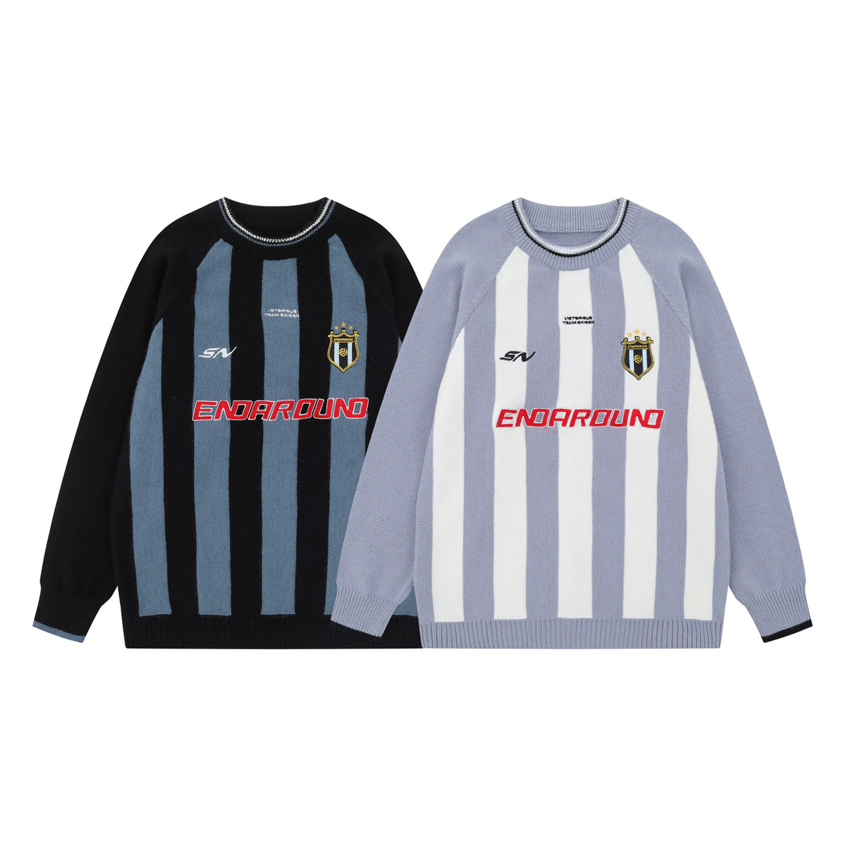 Madxmarx Striped Crest Knit Sweater