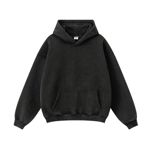 Oversize-Hoodie mit gewaschenem Fleecefutter - Schwarz / S