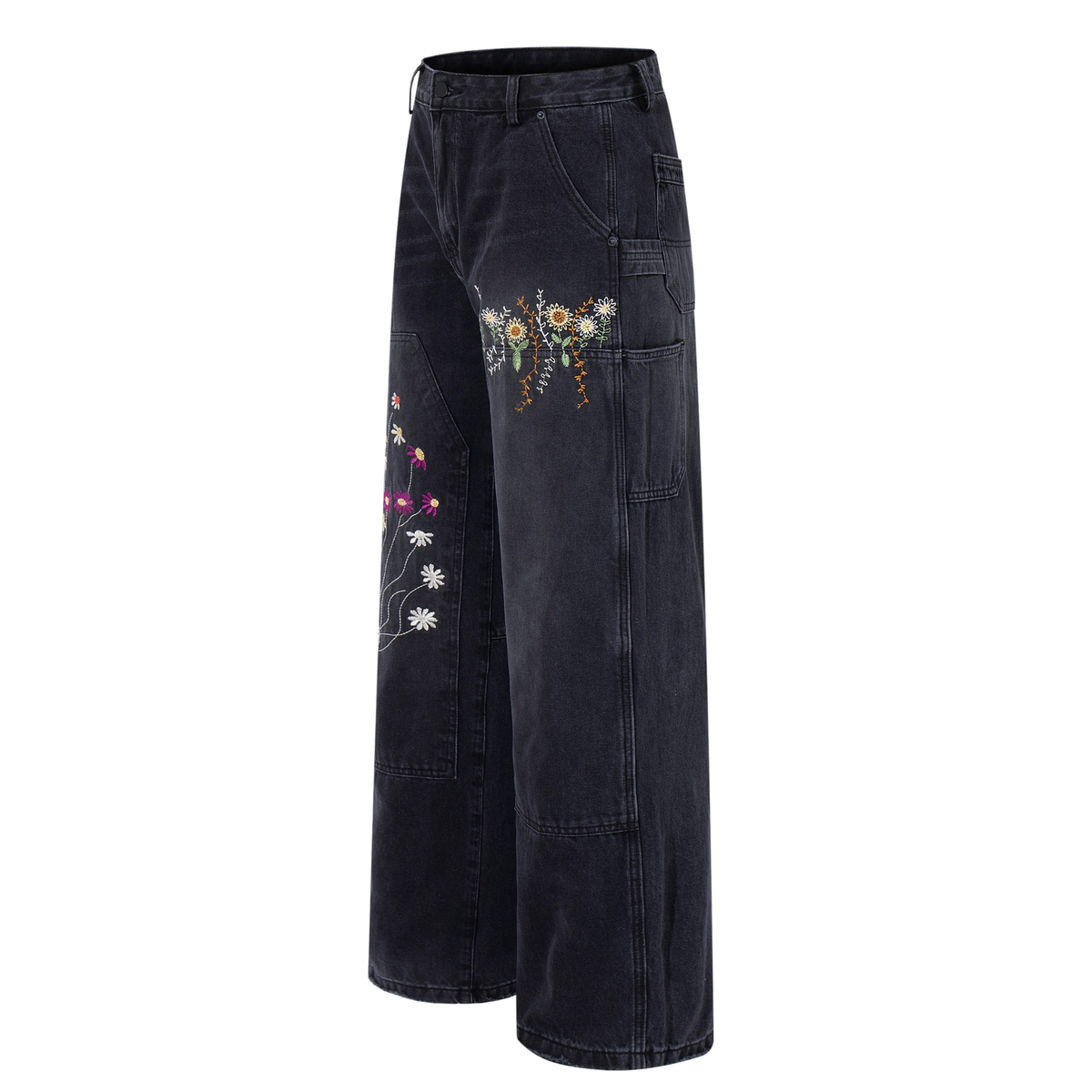 Madxmarx Floral Embroidered Wide-Leg Denim