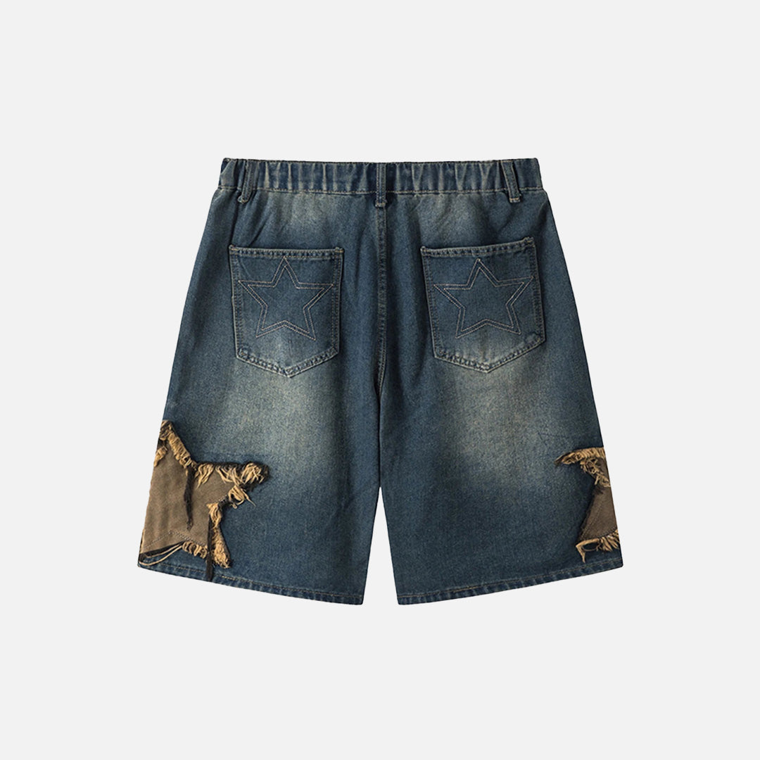 Vintage denim shorts met sterrenpatch