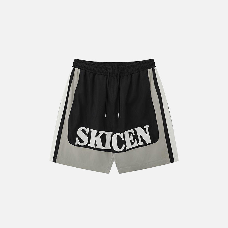 Contrast Color Drawstring Sports Shorts