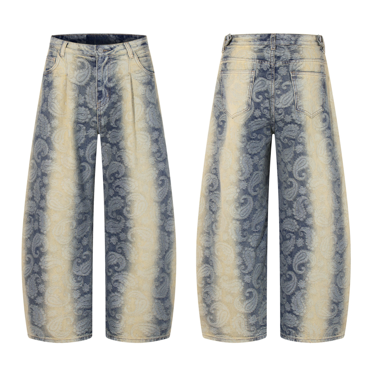 Madxmarx Paisley Spray-Fade Jeans mit weitem Bein