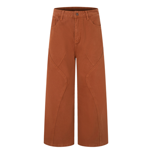 Madxmarx Curved-Panel Wide-Leg Jeans - XS / Khaki