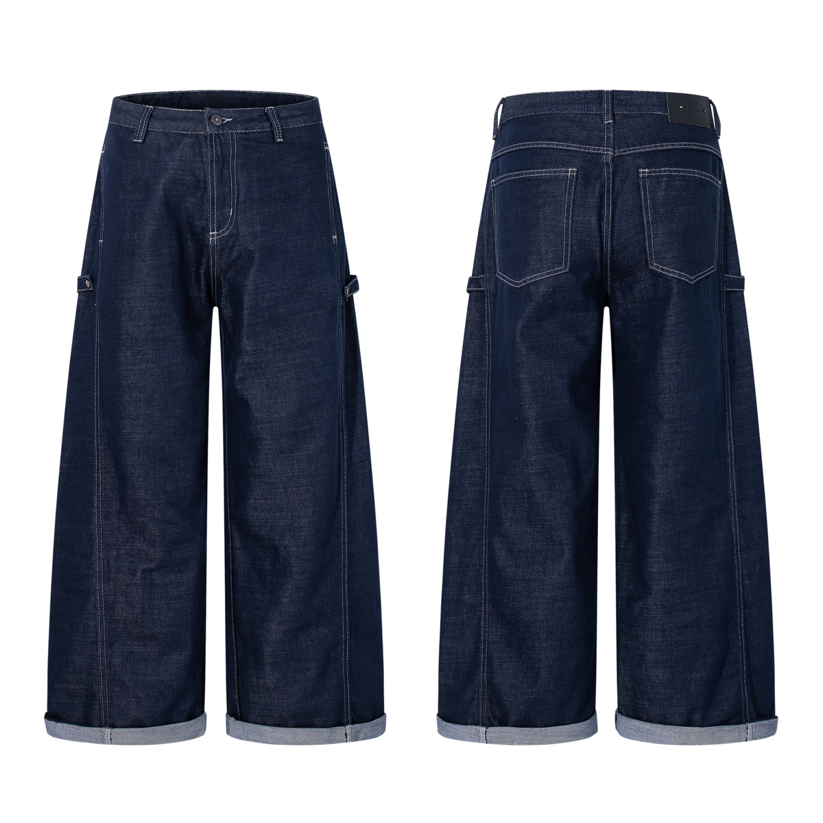 Madxmarx Utility Cuffed Wide-Leg Denim