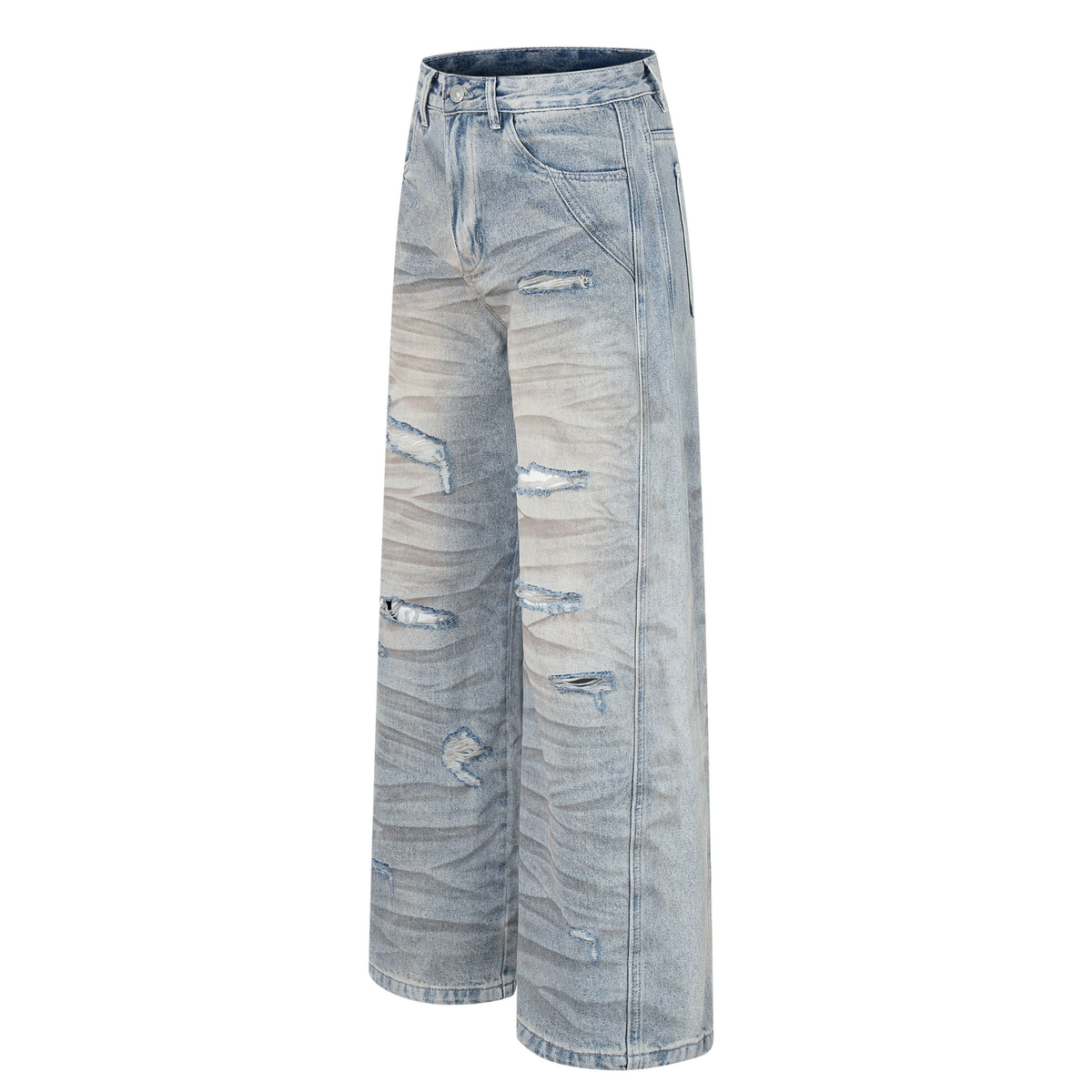 Madxmarx Heavy Whisker Destroyed Wide-Leg Jeans