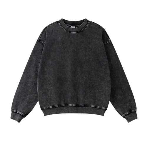 Conjunto de Sudadera y Pantalones de Chándal con Cuello Redondo Lavado - negro / S / arriba