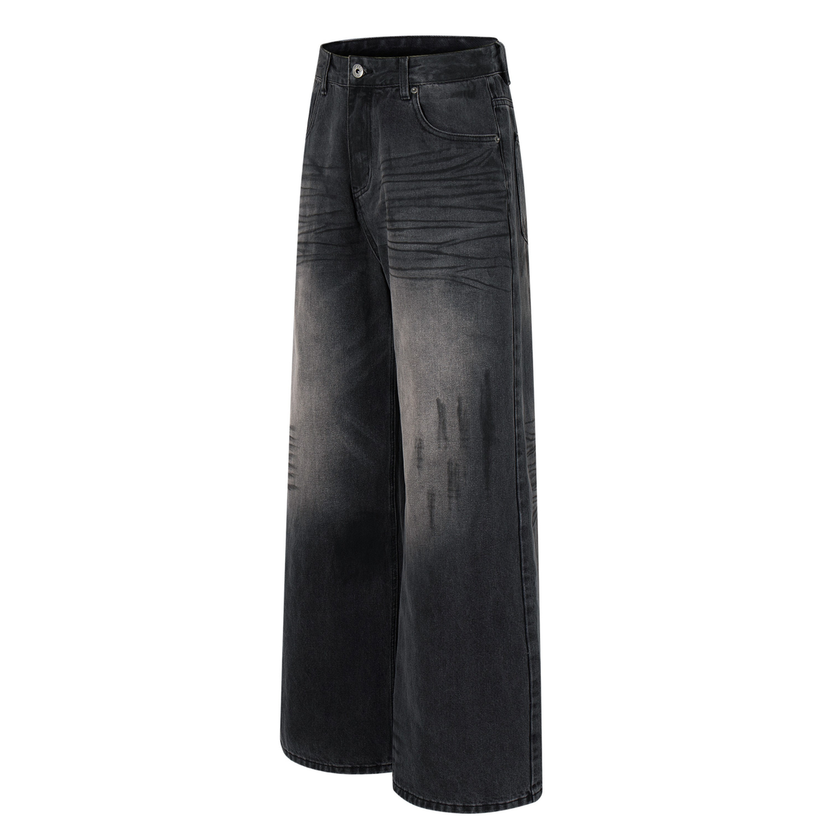 Madxmarx Distressed Fade Wide-Leg Jeans