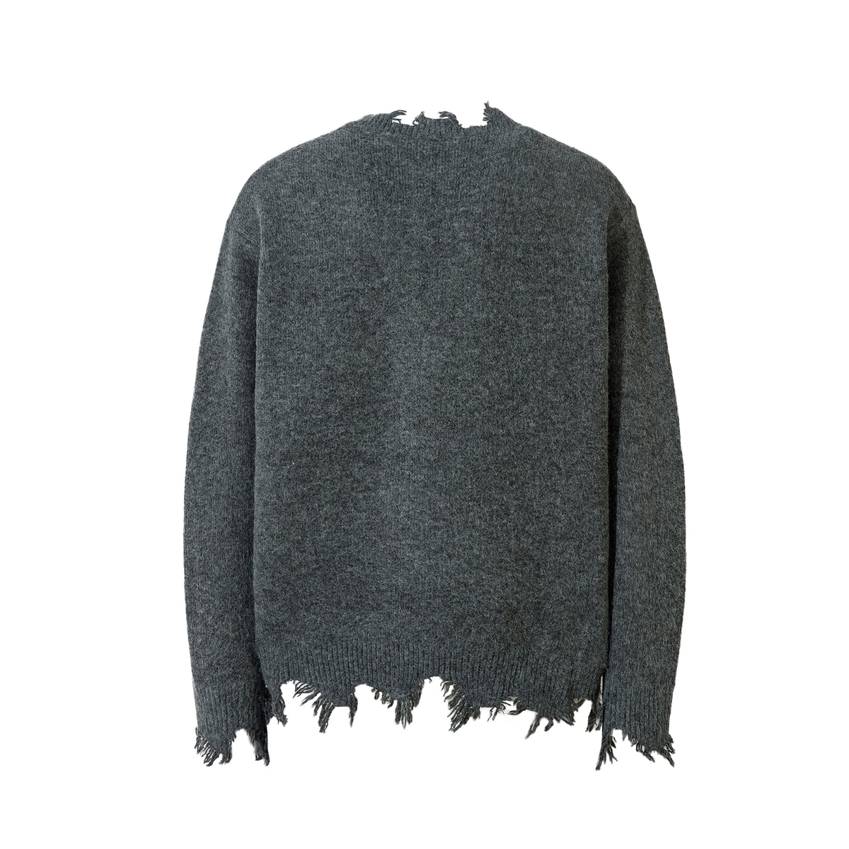 Madxmarx Distressed Hem Half-Zip Knit Sweater