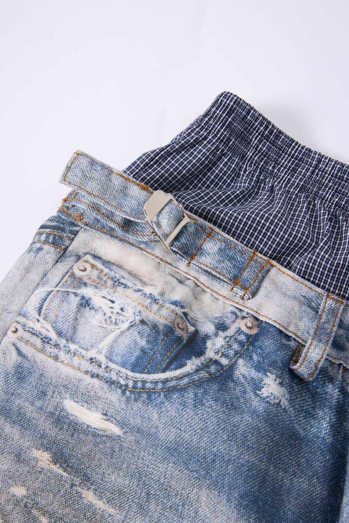 Madxmarx Layered Waist Distressed Jeans