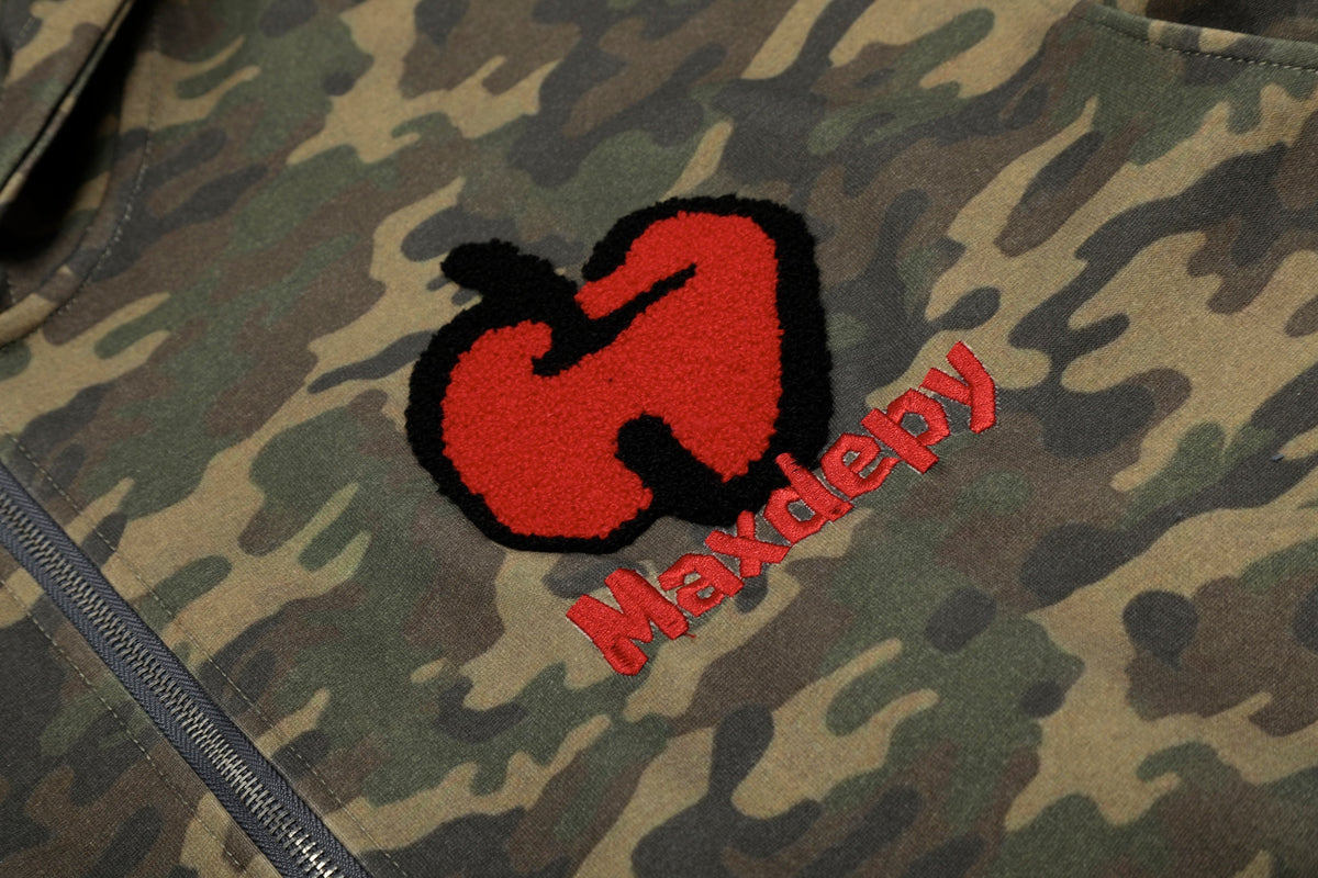 Madxmarx Camo Chenille Patch Half-Zip Hoodie