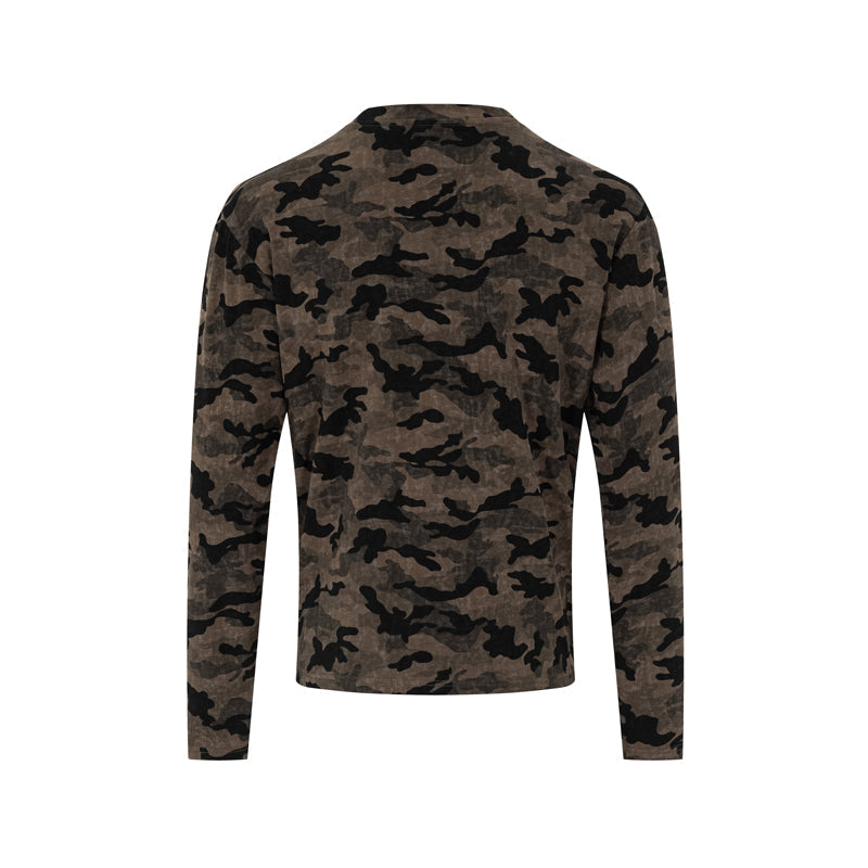 Madxmarx Camo Distressed Graphic Long Sleeve Tee