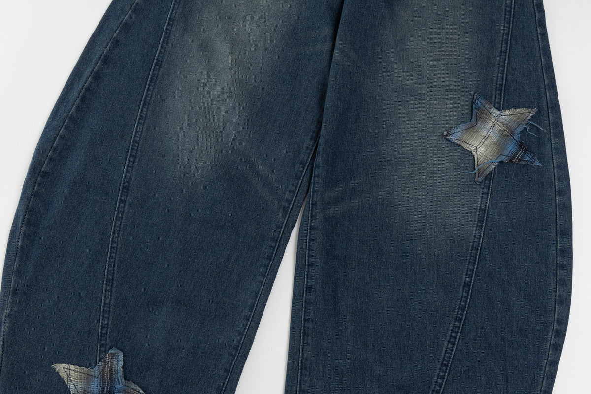 Jeans de pierna ancha con parche de estrella Madxmarx