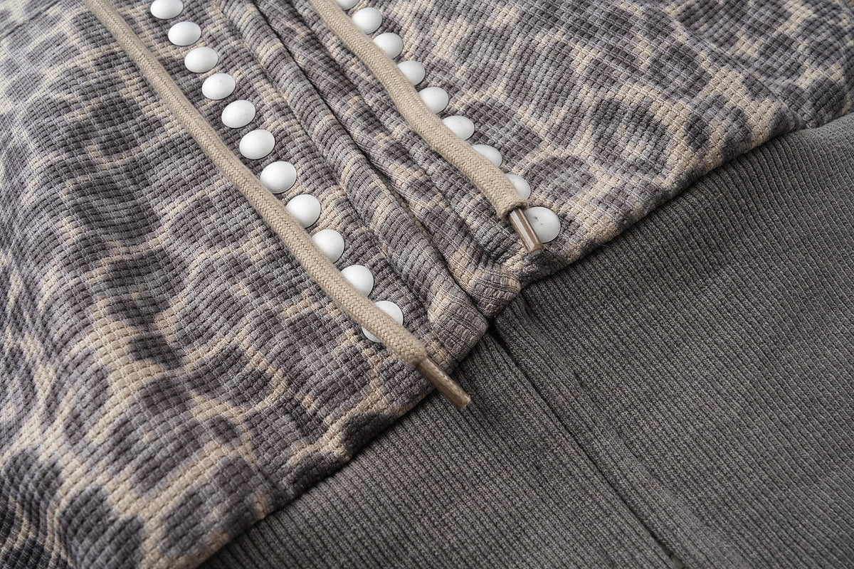 Madxmarx Studded Cross Cropped Zip Hoodie