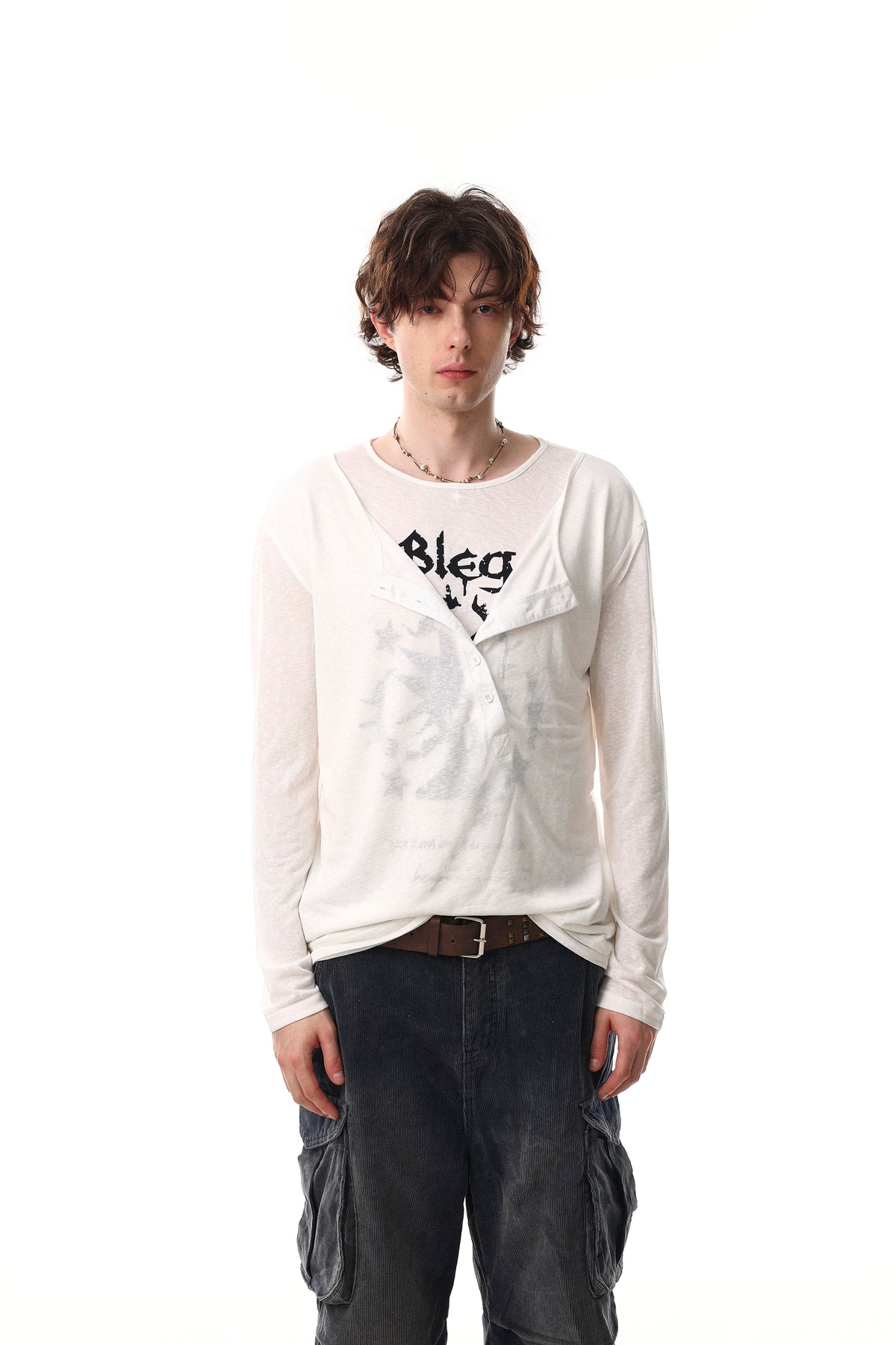 Madxmarx Graphic Long Sleeve Henley Tee