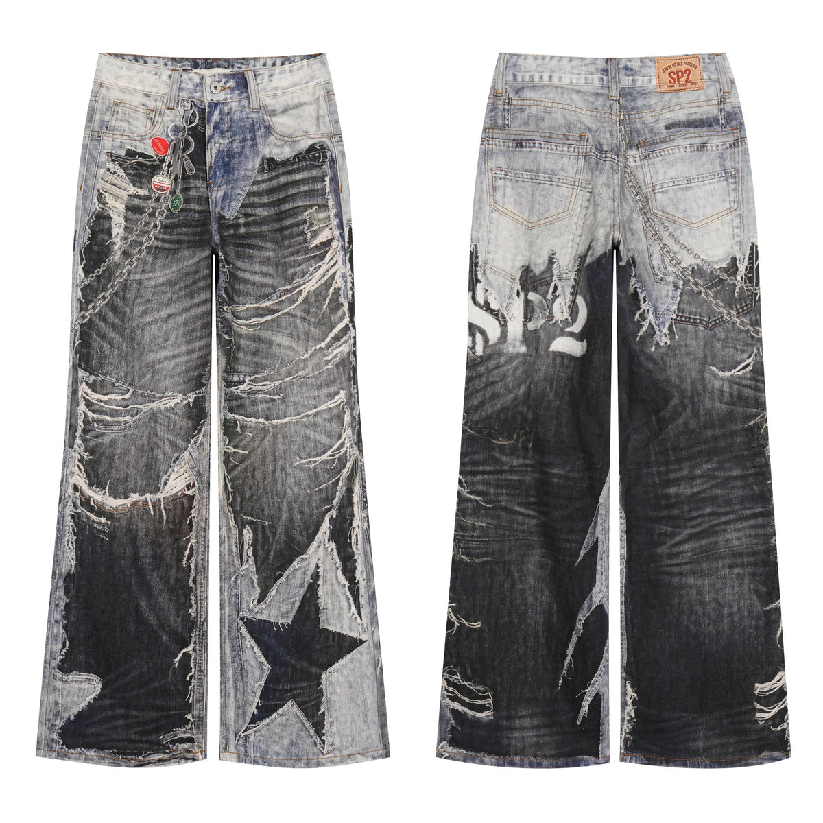 Madxmarx Distressed Patchwork Jeans