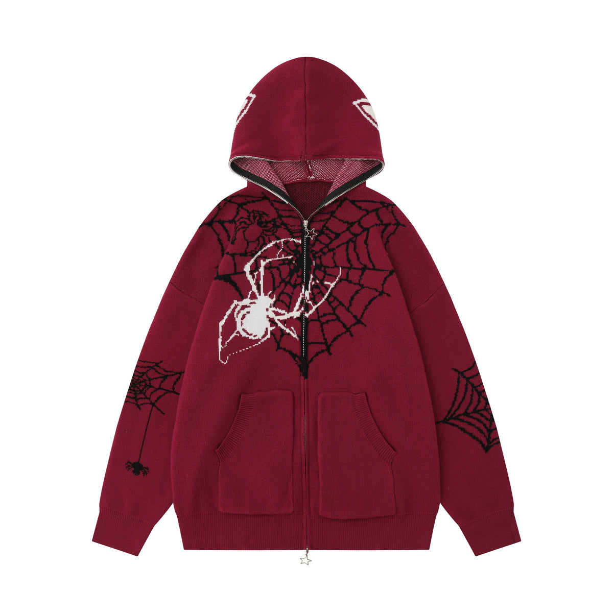 Madxmarx Spider Web Knit Zip Hoodie