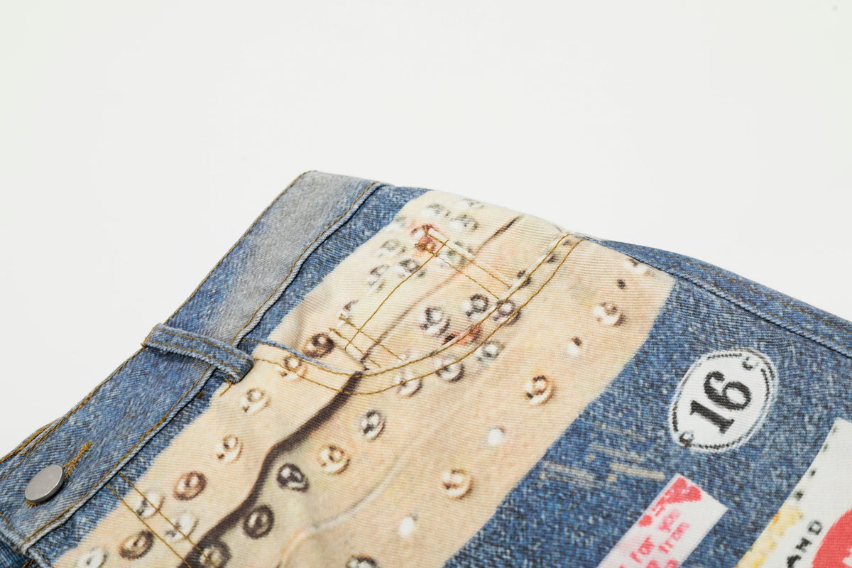 Calça Jeans com Estampa de Cinto de Tachas Madxmarx