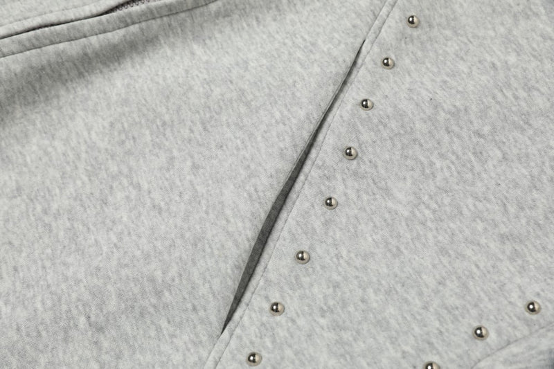 Madxmarx Devil Horn Studded High-Neck Zip Hoodie
