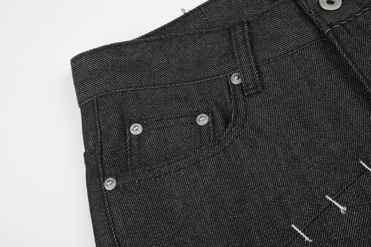 Madxmarx Stitched Detail Wide-Leg Jeans