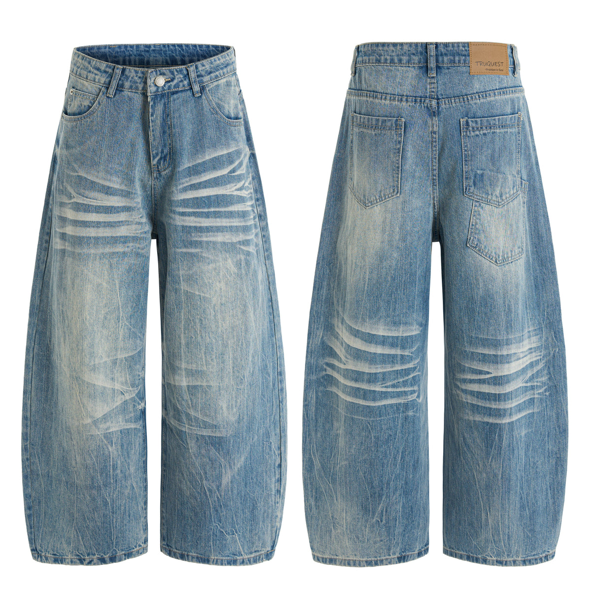 Jean large en denim délavé épais Madxmarx