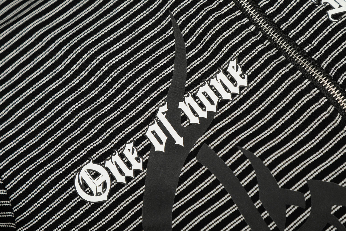 Madxmarx Striped Graphic Zip Hoodie
