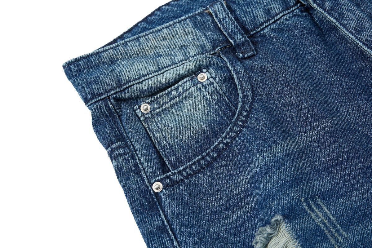Madxmarx Distressed Wide-Leg Denim Jeans