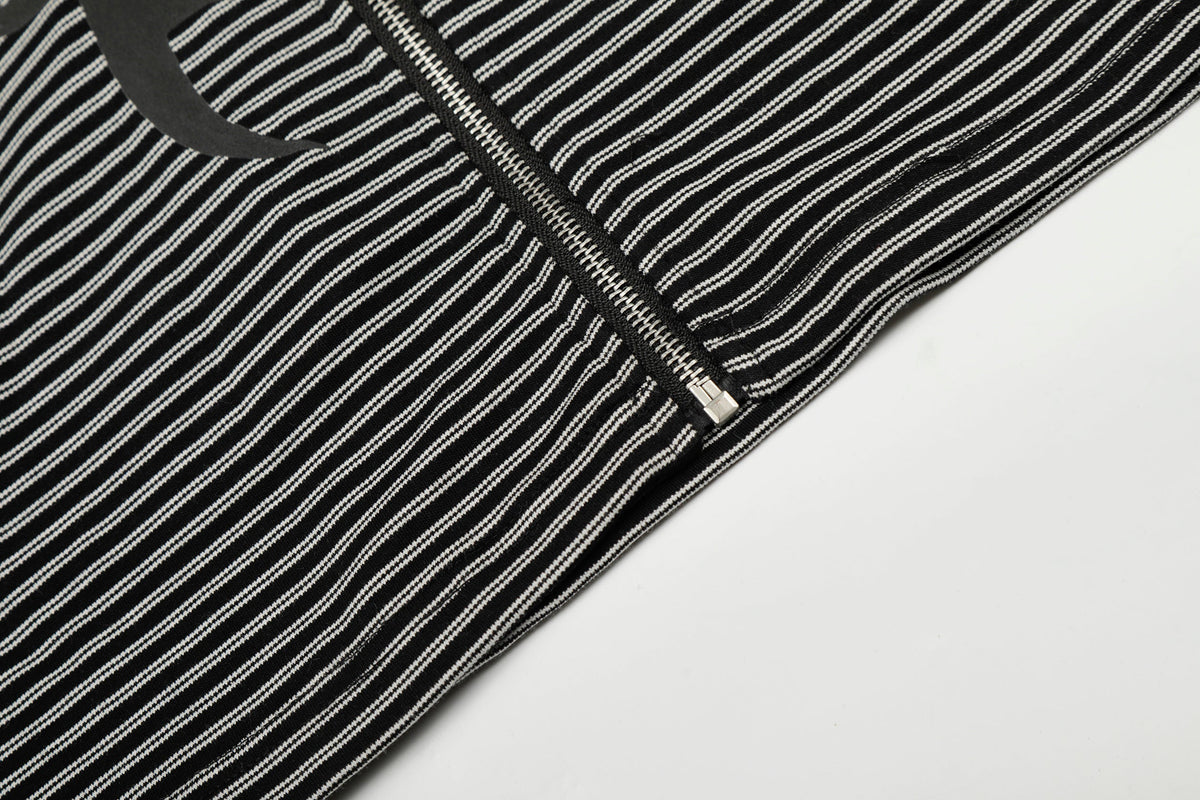 Madxmarx Striped Graphic Zip Hoodie
