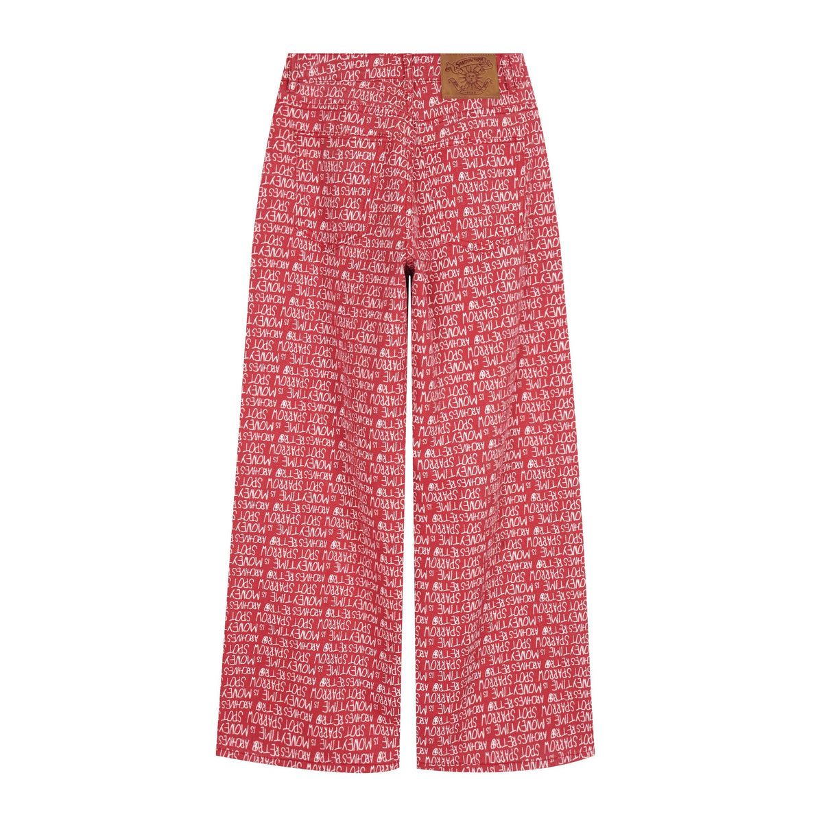 Madxmarx Hose mit Allover-Schriftprint und weitem Bein
