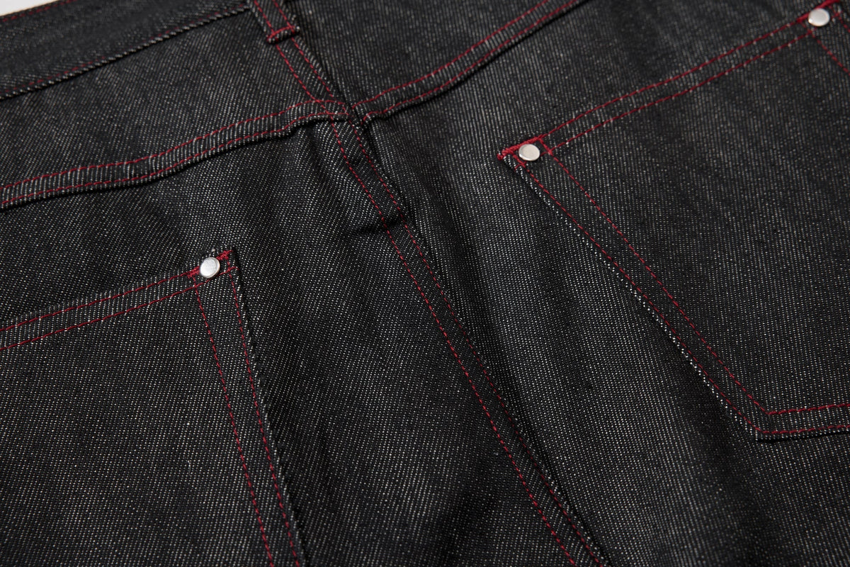 Pantalon en jean à poches multiples surpiqué Madxmarx