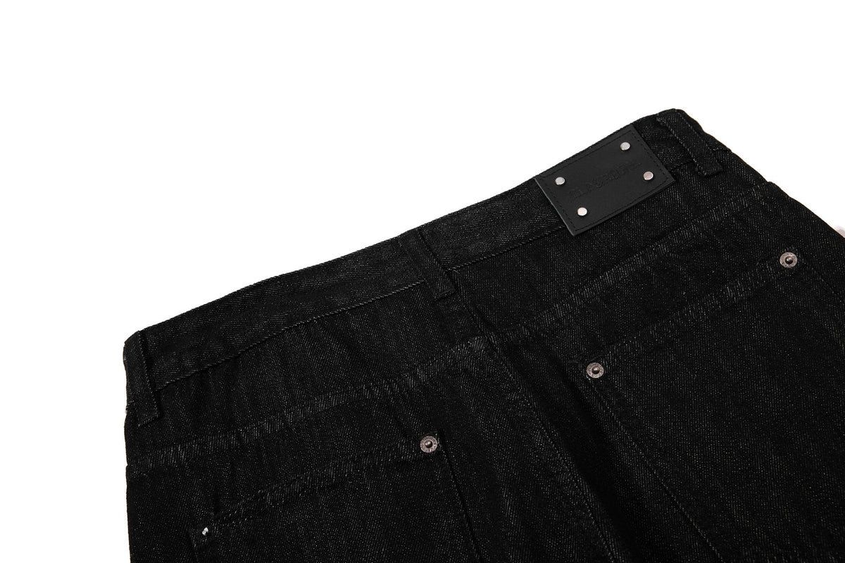 Madxmarx Nietenkette-Hose mit weitem Bein aus Denim