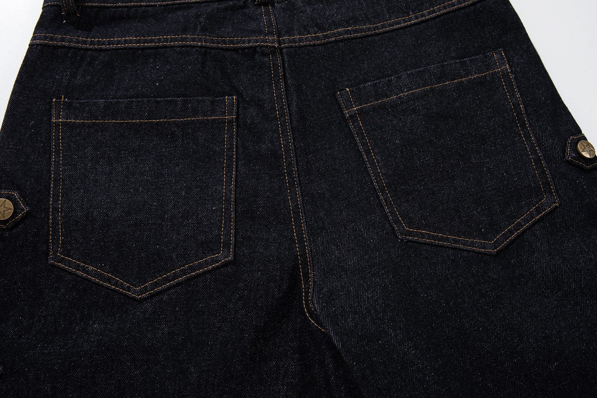 Madxmarx Military Button Panel Wide-Leg Jeans