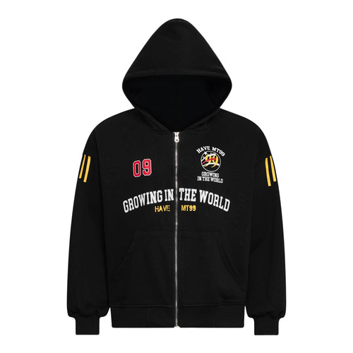 Madxmarx Split Camouflage Zip-Up Hoodie - M / Black